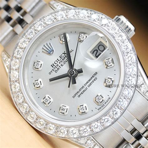 rolex white gold women's watch|ladies gold Rolex with diamonds.